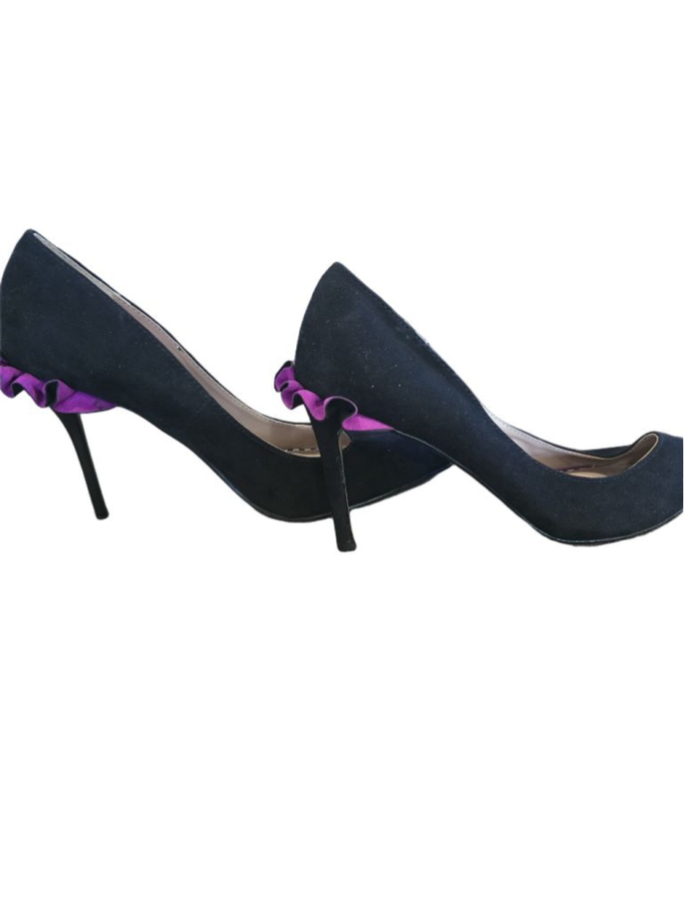 Betsey Johnson Dorthi Black & Purple Ruffle Heels Size 10